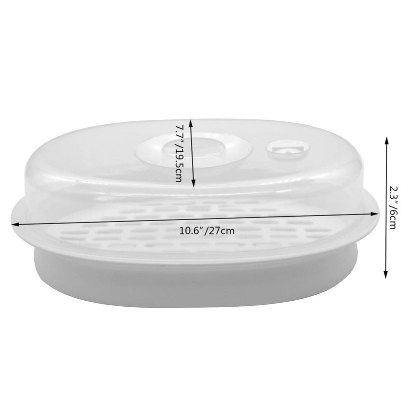 FEOOWV 1-Tier Microwave Steamer Heating Steamer for Home Kitchen White (Oval) - Image 2